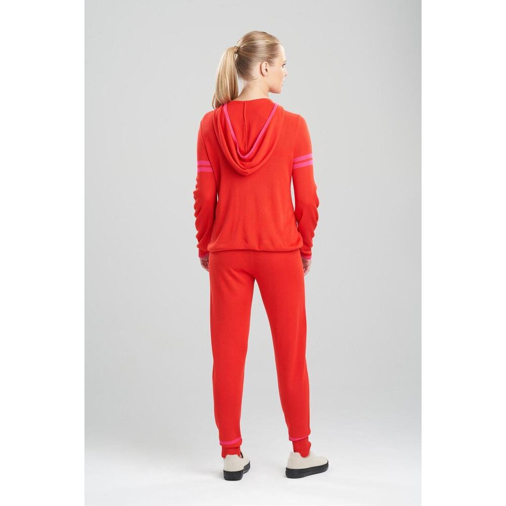 Josie Natori Womens Retreat Pullover Hoodie Sz Small Salsa Red Stretch Knit NWT - Picture 5 of 6